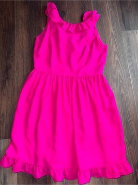 kate spade Hot Pink Ruffle-Trim Casual Dress